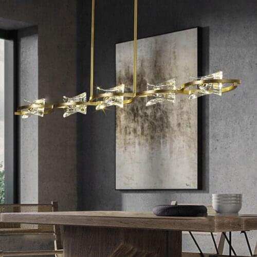 Light Luxury Crystal Restaurant Chandelier Modern Simple Long Table Chandelier Lighting 2021 New Designer Lamps