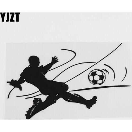 YJZT 17.6CMX10.1CM Football Player Soccer Sport Game Decal Vinyl Car Sticker Black/Silver 8A-0356
