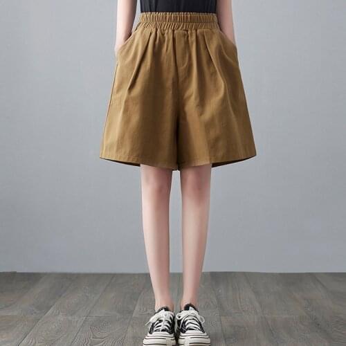 Women Summer Cotton Casual Pants New 2021 Simple Style Solid Color Loose Comfortable Female Knee Length Wide Leg Pants B623