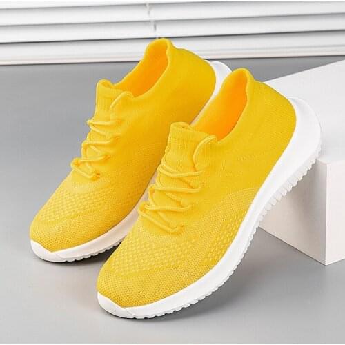 Womens shoes sneakers running outdoor leisure fly woven mesh comfortable breathable non-slip light elastic vulcanized shoes
