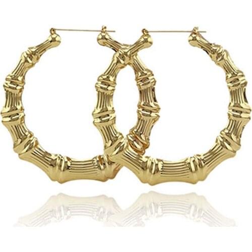 Gold Silver Color Fashion Bamboo Hoop Earrings Women Wives Round Hoop Earring Jewelry Girl Bijoux Accessory Gifts