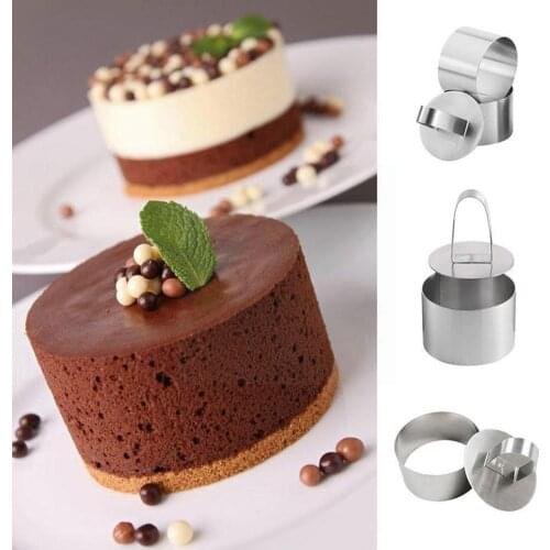 1pcs New Diy Fondant Mousse Cake Mold Steel Decorating Push Tools Round Hand Ring Cutter Baking Slicer Silver Cooking T1O4