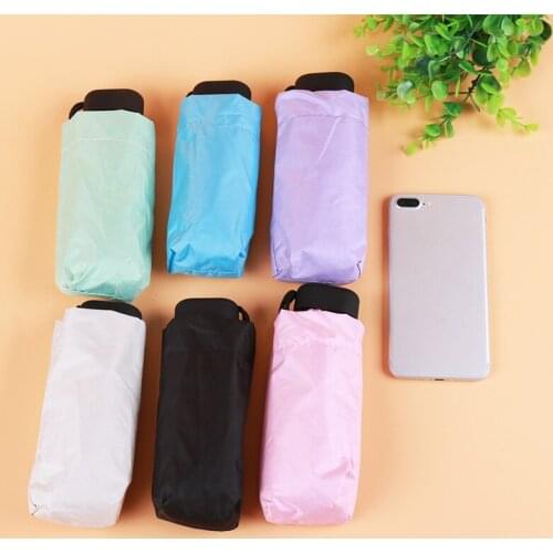 1Pcs Ultralight Mini Flat Umbrella Portable Six Folding Clear Umbrella Rain Women Small Men Umbrella Kids Sun Protect Parasol