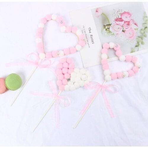 1PC Heart Ball Cake Topper For Birthday Decoration Wedding Supplies Baby Shower Baking Dessert Kid Love Gifts