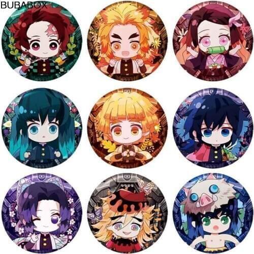 Anime Demon Slayer: Kimetsu no Yaiba Kamado Tanjirou Cosplay Bedge Cartoon Collect Backpacks Bags Badges Button Brooch Pins