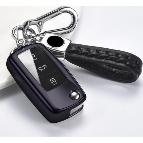 Car Key Cover for VW Case Protection Full Covers For VW Volkswagen Polo Golf Passat Beetle Caddy T5 Up Eos SEAT Leon Altea Ring