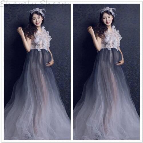 Maternity Photo Shoots Long White Lace Dress Clothes Pregnancy Pregnant Women Photography Mermaid Dresses fotografia Costume