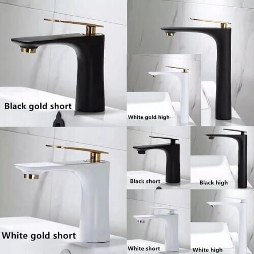 Free Shipping Biggers Black White Color Stainless Steel Bathroom Basin Faucet Single Handle Cold And Hot Water Mixer