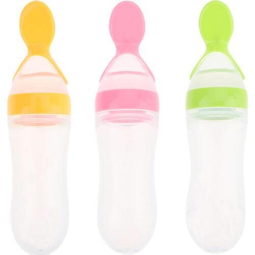 90ml Silicone Extrusion Type Feeding Spoon Rice Paste Feeding Bottle