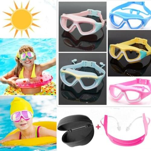 Kids Swimming Glasses Swimming Goggles With Earplugs Childrens Glasses Anti-fog Anti-ultraviolet Glasses Swimming Accessories