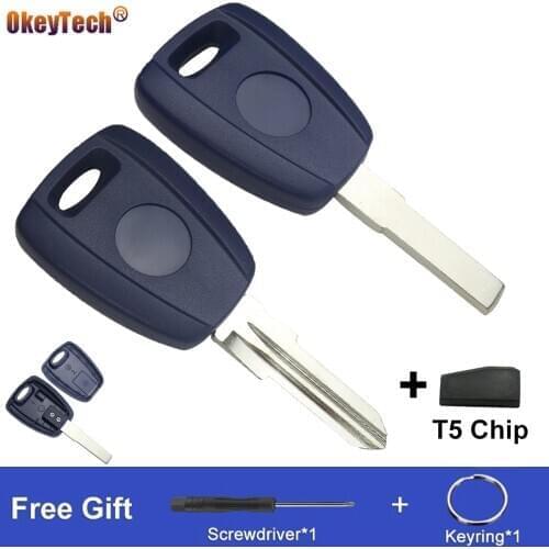 OkeyTech Remote Auto Car key Shell Cover CaseFob SIP22/GT15R For Fiat TPX Stilo Punto Seicento Transponder Key With ID20/T5 Chip
