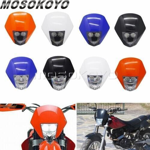Dual Sport HMX LED Twin Headlight Fairing Motocross Supermoto Dirt Bike Head Light Mask for Suzuki Honda Yamaha Kawasaki