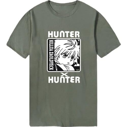 HUNTERXHUNTER Plus Size Tshirts Summer Hip Hop Mens T Shirts O-NeckFunny Clothing Tees Tops Male Military Black Homme Camiaetas