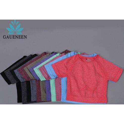 GAUENEEN Seamless Yoga Top Jogging Fitness Shirt Women Short Sleeve T-shirts Crop Top Gym Sport Wear Running Workout Top