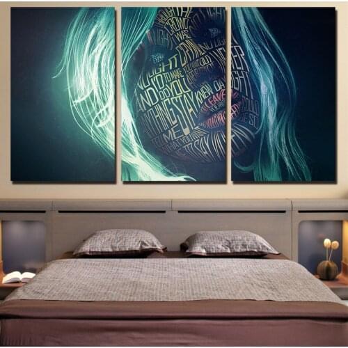 HD Canvas Art Painting For Living Room Wall Decor 3 Pieces Creative Typography Various Digital Portrait