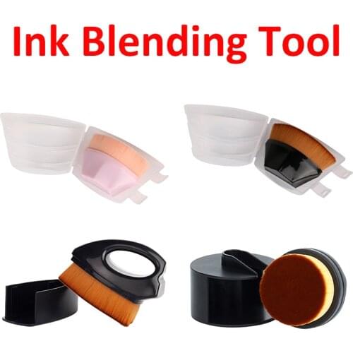 Ink Blending Tool Ergonomic Brush Mixed Style Diamond Round Iron-shaped Ink DIY Stencil Background Cardstock Painting Pink/Black