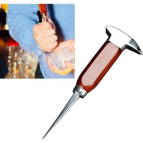Refined Steel Ice Pick Punch Crusher Icing Breaker Wooden Handle Kitchen Tool