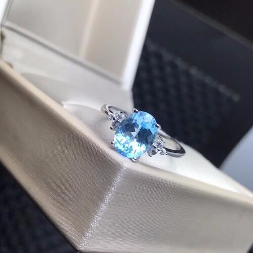 Natural topaz ring, simple style, shop promotion, 925 silver, free shipping, popular style