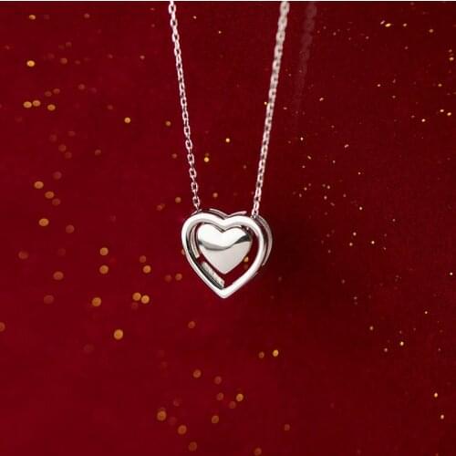 Colusiwei New 925 Sterling Silver Fashion Simple Romantic Love Hearts Pendant Necklace for Women Fine Jewelry Valentines Gift
