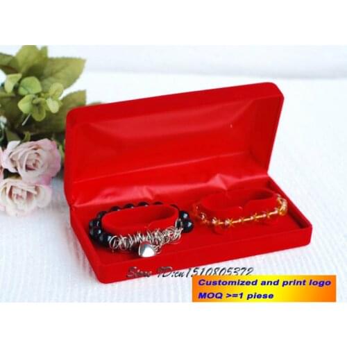 Superior Red Velvet Double Bracelet Box Jewelry Packaging Boxes Bangle Storage Boxes Anklet Gift Case