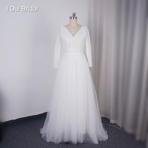 Boho Lace Wedding Dress Long Sleeve V Neckline New Style 2020 Factory Custom Make