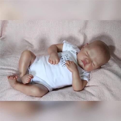 NPK 19inch Bebe Doll Reborn Baby Newborn Lifelike Cuddly Baby Doll Popular Sleeping Levi High Quality Handmade Doll Collectibles