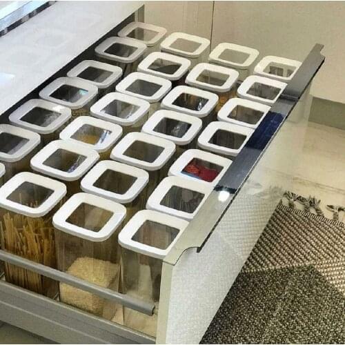 30 Pcs Square Storage Box for Kitchen Food Container Set Vacuum Transparent Airtight Organizer Pasta Tea Sugar Rice Coffee Oat