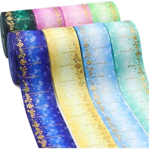 5 Yards 1.5" 38MM Bronzing Printed Grossgrain Ribbon For Hair Accessories DIY Crafts Handmade Y2021081201