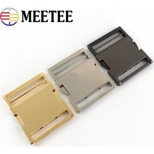 Meetee 2/4pcs 50mm Metal Release Buckle Bag Strap Side Clip Hook Clasps DIY Belt Mortise Lock Buckle Webbing Hardware Accessory