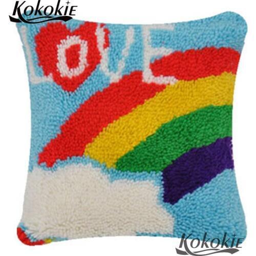 Crocheting Rug Kits Yarn cushion embroidery needlework sets cross stitch kits latch hook rug canvas DIY rainbow carpet
