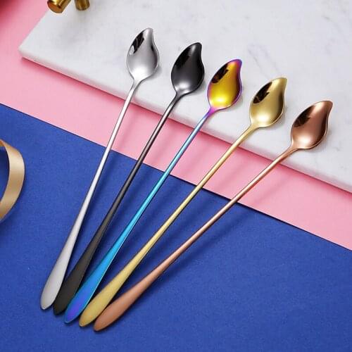 Stainless Steel Mixing Spoon, 7.6inch Coffee Spoon Summer Ice Cream Spoons, Long Handle Cocktail Stirring Spoons