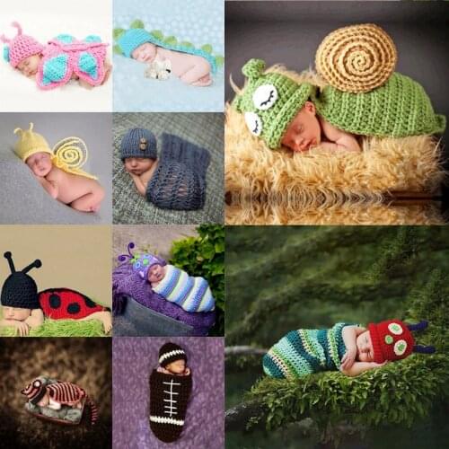 Newborn Photography Props for Baby Cute Crochet Knit Costume Infant Birthday Photo Shoot Clothes