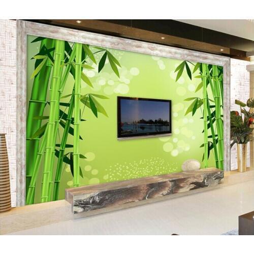Custom scenery wallpaper, wallpaper murals for fresh bamboo living room TV wall waterproof vinyl Papel de parede