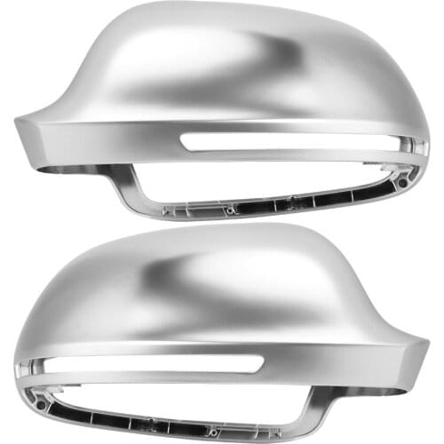 Pair of Matte Chrome Rearview Mirror Cover Protection for B8 A4 A5 A6