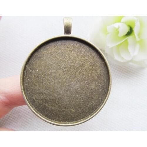 10pcs Large Heavy Antique Silver/Antique Bronze Round Base Bezel Setting Tray Pendant Charm/Finding,fit 40mm Cabochon/Cameo