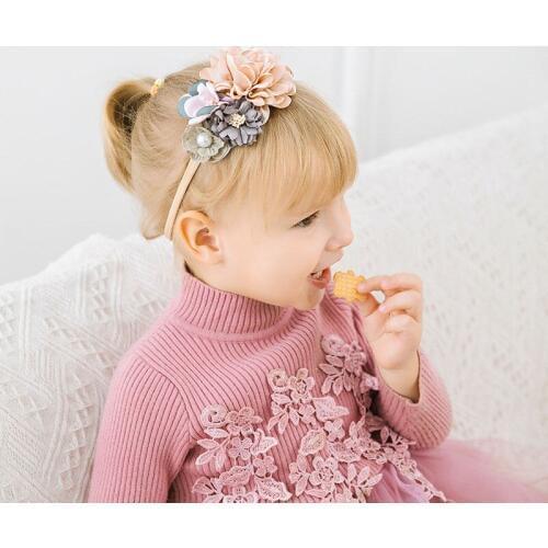 Fashion Florals Headband Newborn Baby Elastic Princess Hairbands Child Kids Pearl Fresh Style Cute Headwear Gifts