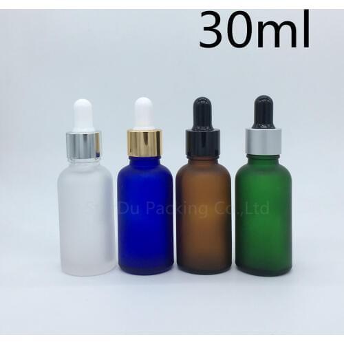 Travel bottle 30ml amber green blue Transparent frosted glass essential oil bottle, 30cc glass perfume dropper bottle