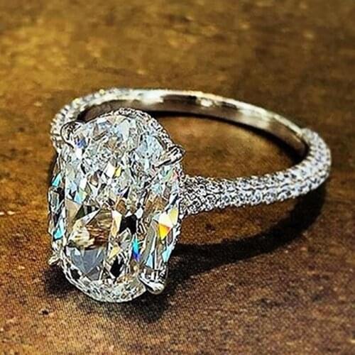 Silver Color Delicate Oval Cubic Zircon Stone Women Bridal Ring for Wedding Engage Party Best Gift for Wife Classic Rings