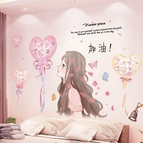 [shijuekongjian] Balloons Wall Stickers DIY Cartoon Girl Wall Decals for Kids Rooms Baby Bedroom Home Decoration Accessories