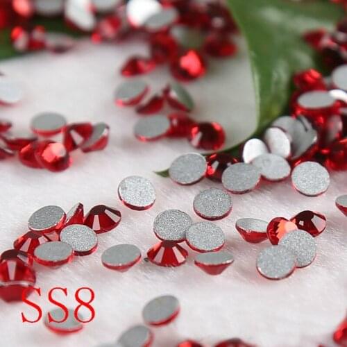 Siam colour ss8 rhinestone applique rhinestones Non Hot Fix FlatBack Rhinestones Free shipping