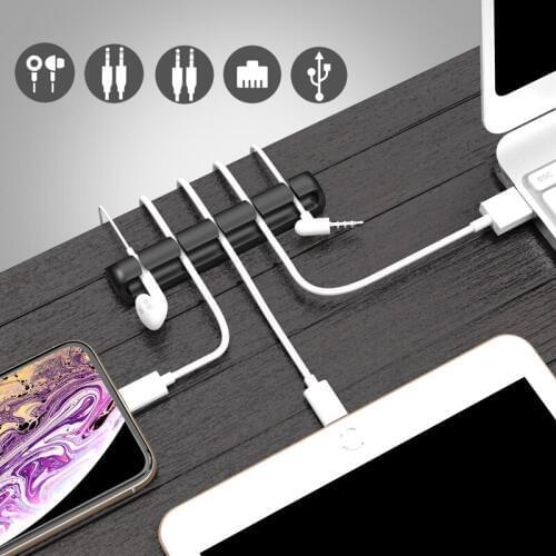Silicone USB Cable Winder Desktop Flexible Cable Management Clip Multipurpose Clip Cable Holder for Mouse Headphone Cable