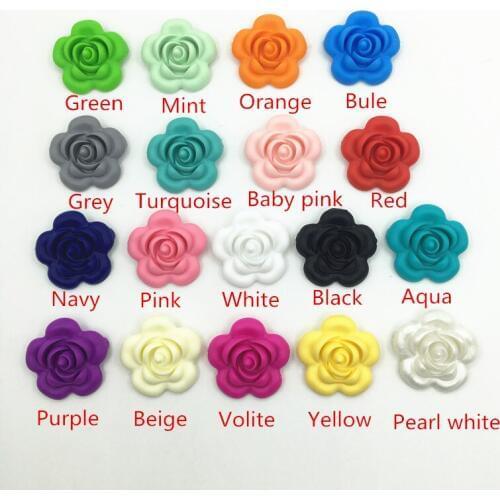 2PCS Bpa Free Rose Silicone Beads For Jewelry Loose Baby Teether Diy Silicone necklace -silicone baby chew flower teether