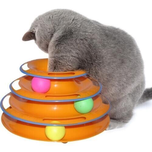 Three Levels pet cat toy Tower Tracks Disc triple pay disc cat toys ball Training Amusement plate cat Intelligence Amusement