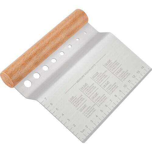 Thickened Stainless Steel Noodle Knife Eight-Hole Vanilla Tool with Curved Handle and Scale