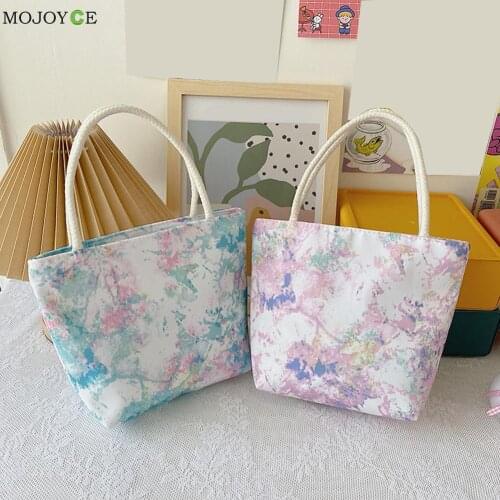 Vintage Ladies Handbags Retro Splash Ink Printed Nylon Large Capacity Shopping Handbag Foldable Reusable Grocery Bags