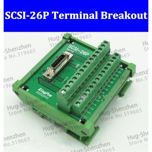 High quality SCSI 26P 26 Pin CN slot 180 degree acquisition card Terminal Block Breakout Board Adapter DIN Rail Mounting 5pcs