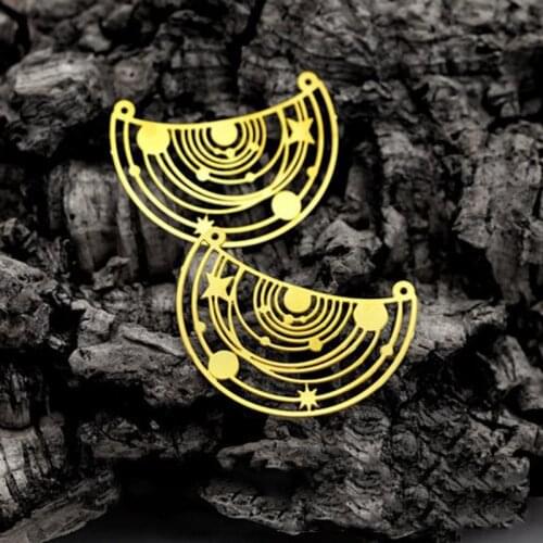 Handmade Jewelry Making Supplies Pendant Starry Sky Laser Cut Hollow Metal Raw Brass Galaxy Charms For DIY Necklace Earrings