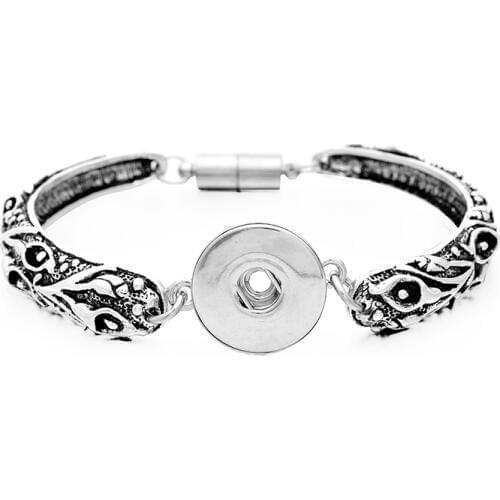 10pcs/lot Fashion Women Tibetan Twig Metal Diy 18mm Snap Button Bracelet Bangle Jewelry