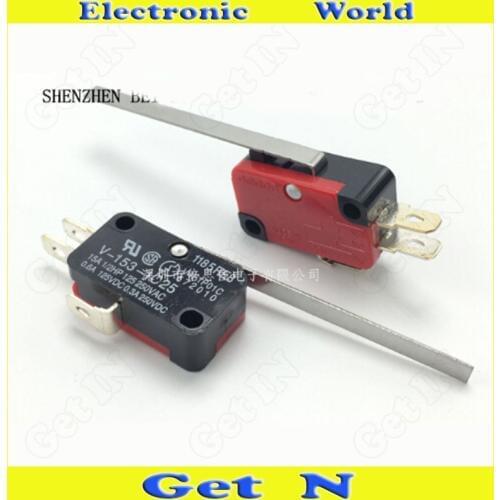 20pcs V-153-1C25 Microswitch Limit Switch Long Push Button Pin Reset Switch with 3 Pins Manufacturer Direct Selling
