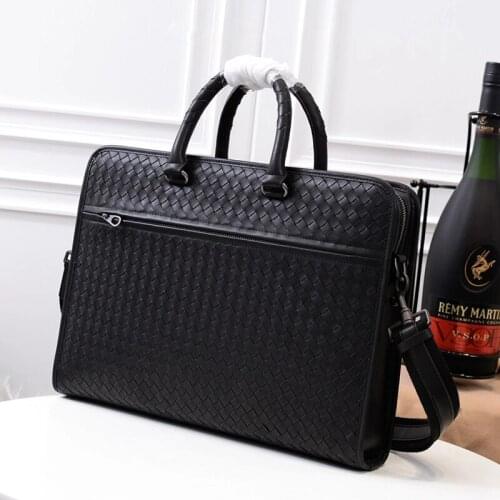 2021 New Men Cowhide Shoulder Woven Bag Multifunction Luxury Male Large Capacity Cowskin Genuine Leather Fashion Top-Handle Bags